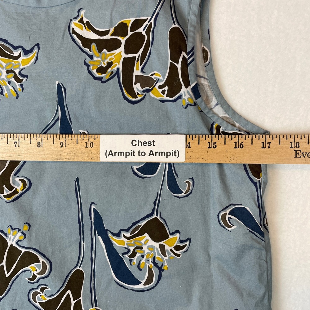 S Max Mara Blue Floral Lily Sleeveless Cotton Top 916103926 Size 10 US - Picture 6 of 6